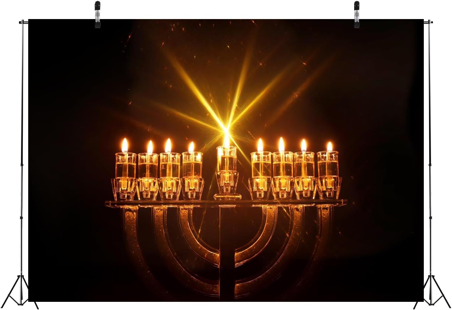 BELECO 8x6ft Hanukkah Backdrop with Menorah