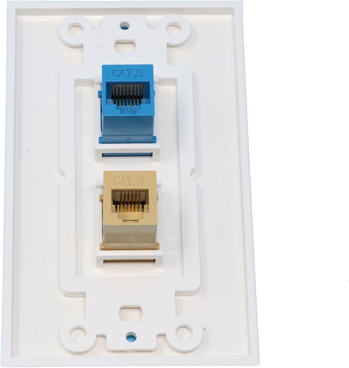 RiteAV 1 Port Phone Beige Wall Plate with Cat6 Ethernet Blue
