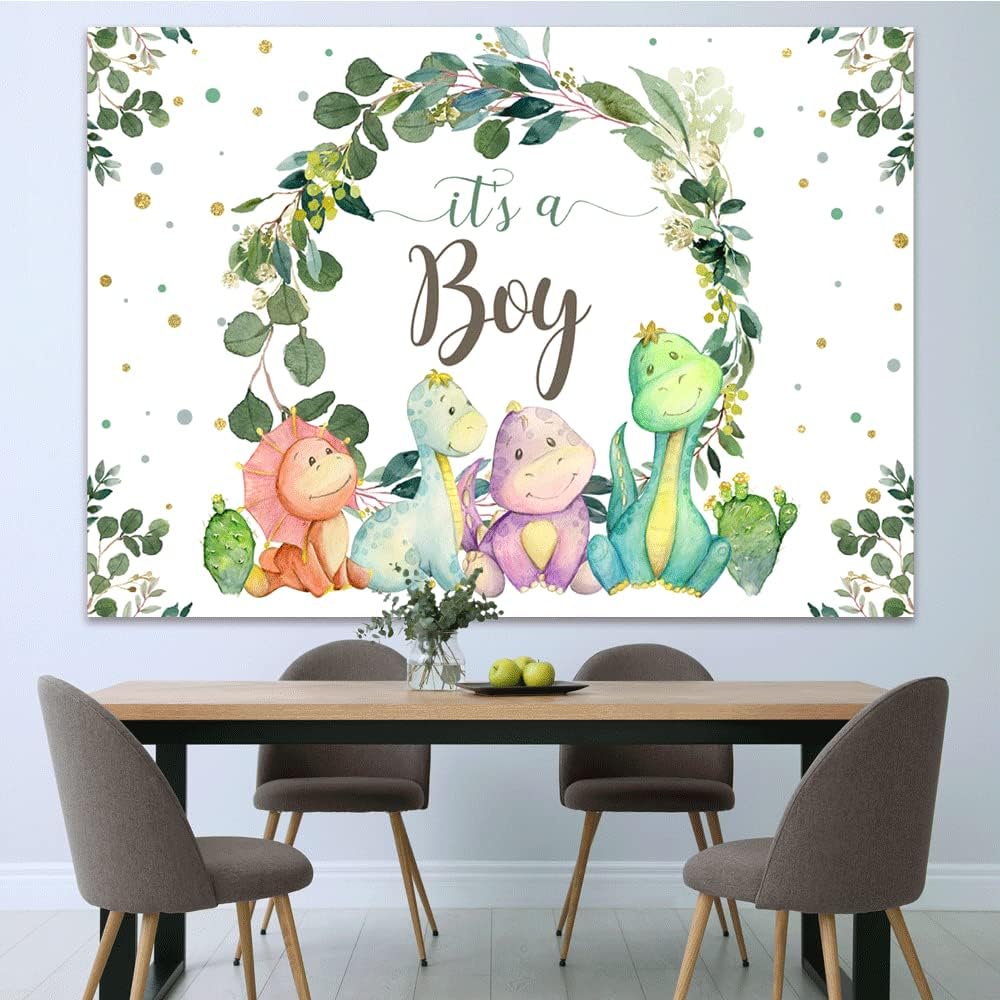 7x5ft Its a Boy Dinosaur Backdrop for Baby Shower and Kids Party