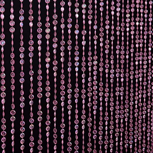 FlavorThings Iridescent Pink Crystal Beaded Curtain 3FT x 6FT