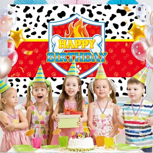 5x3ft Red Dog Paw Birthday Party Decor Backdrop