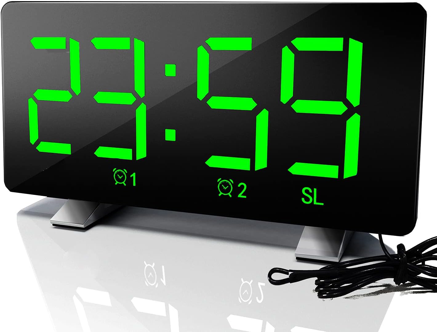 ThreeH Alarm Clock Radio with USB Charging and Adjustable Brightness