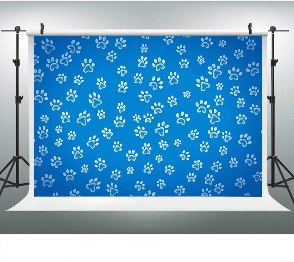 Dog Footprints Backdrops for Photo Booth 5x3ft Blue Print Patrol