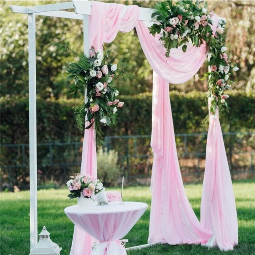 Light Pink Tulle Wedding Arch Drapes 2 Panels