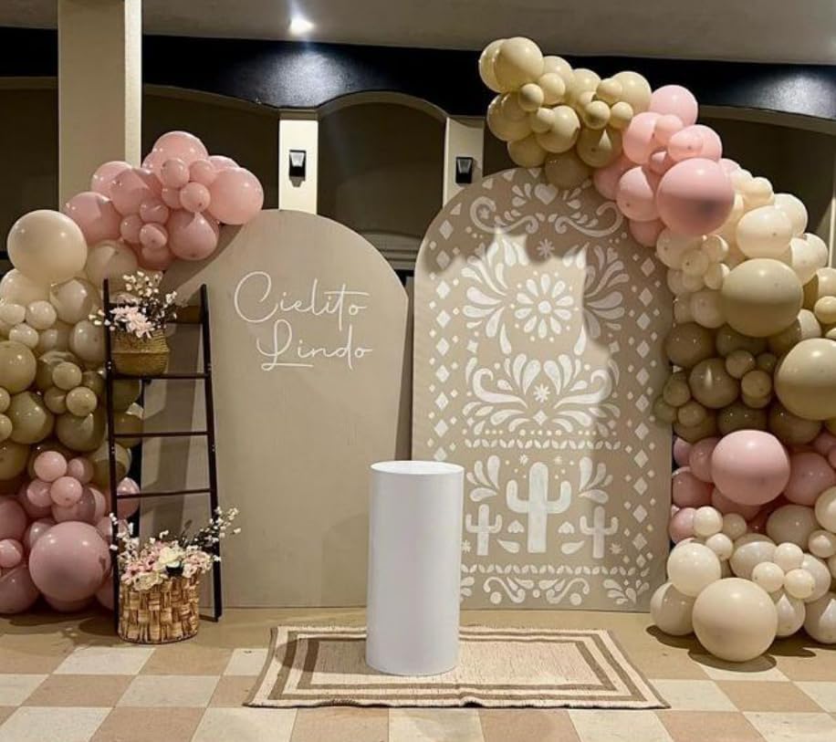 Mexican Fiesta Beige Brown Cactus Arch Backdrop Cover