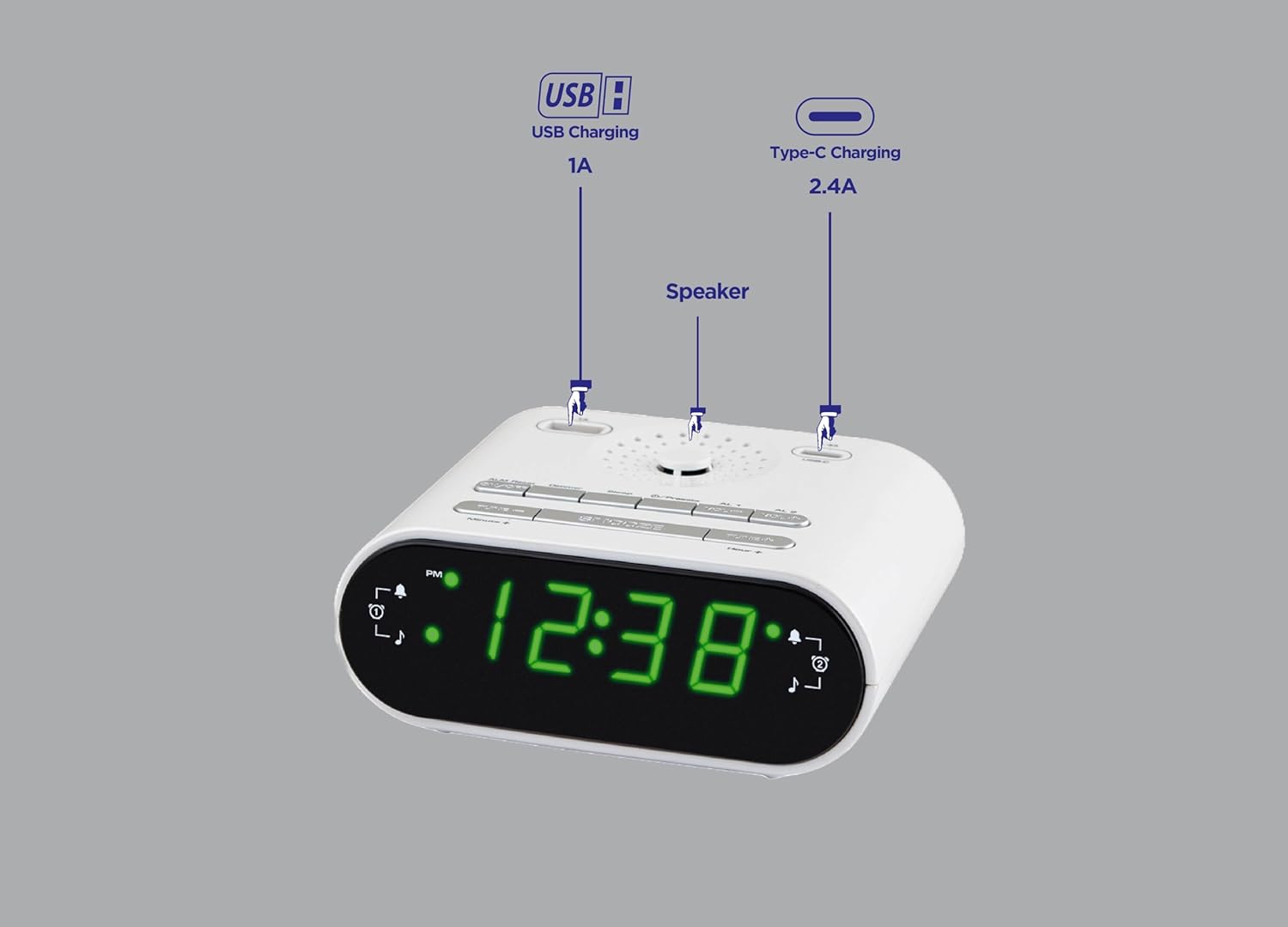 HANNLOMAX HX-158CR Alarm Clock Radio with FM and Dual Alarms