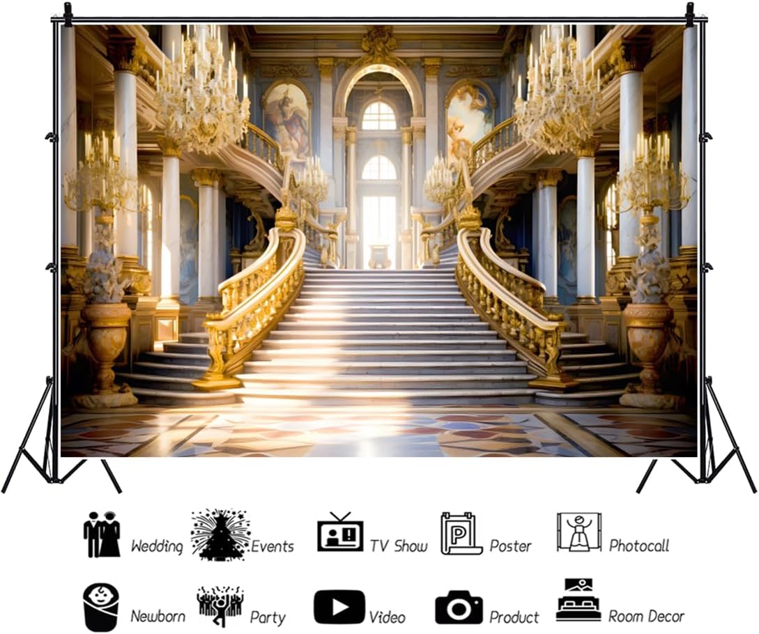 Leyiyi 10x8ft Elegant Hall Backdrop for Photography
