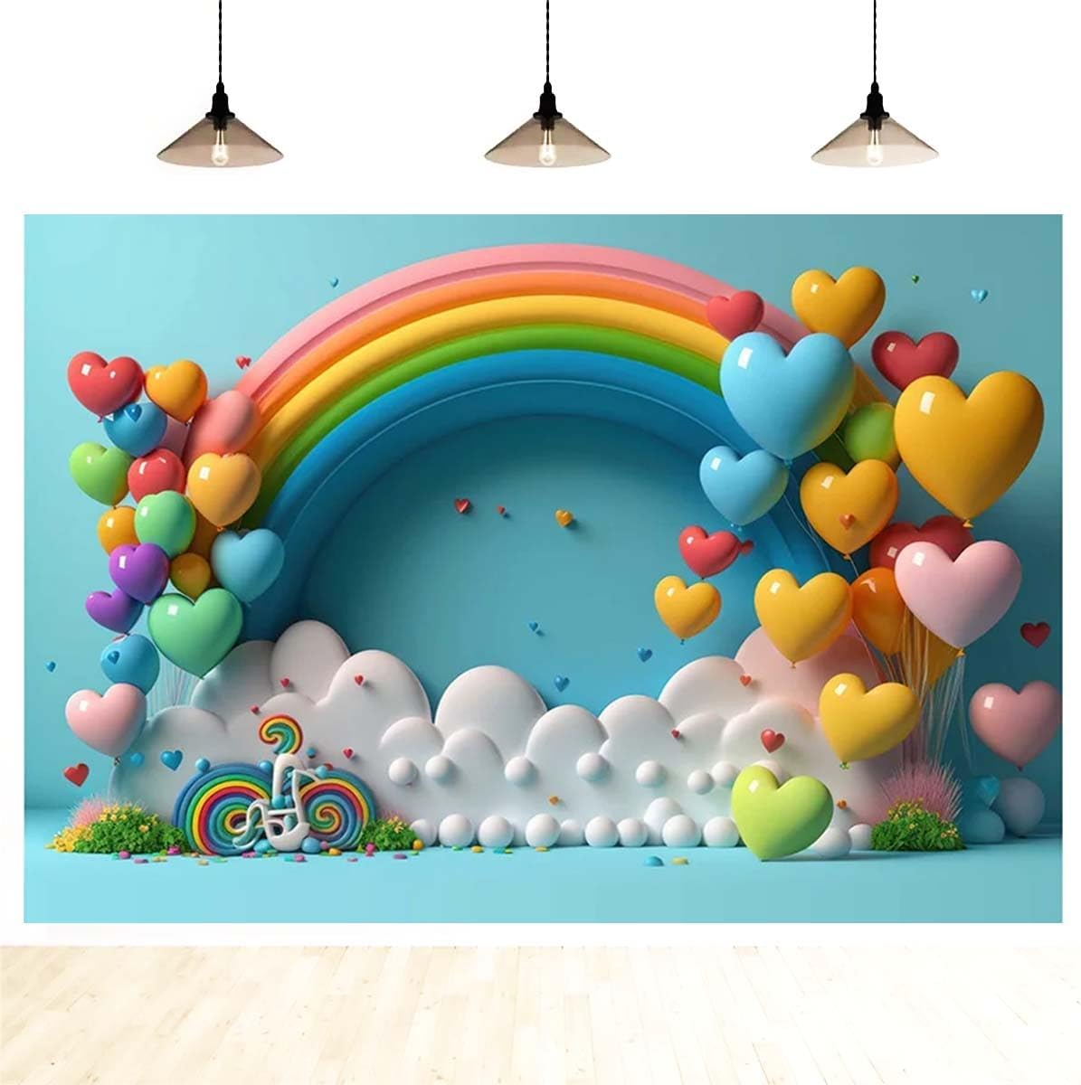Rainbow Arch Balloon Photography Background 7x5 Feet Clear