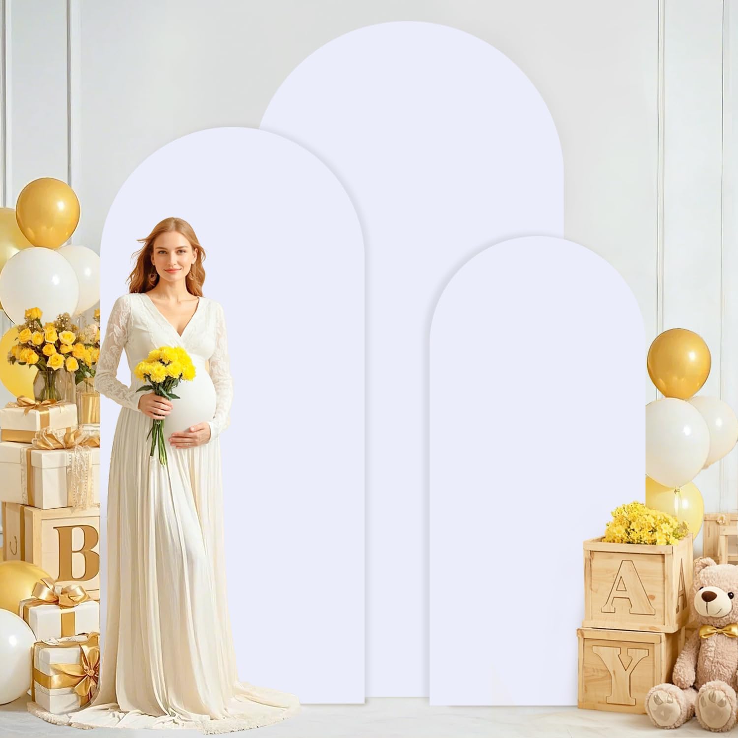 Set of 3 Wedding Arch Covers 6ft 66ft 72ft Spandex Backdrop