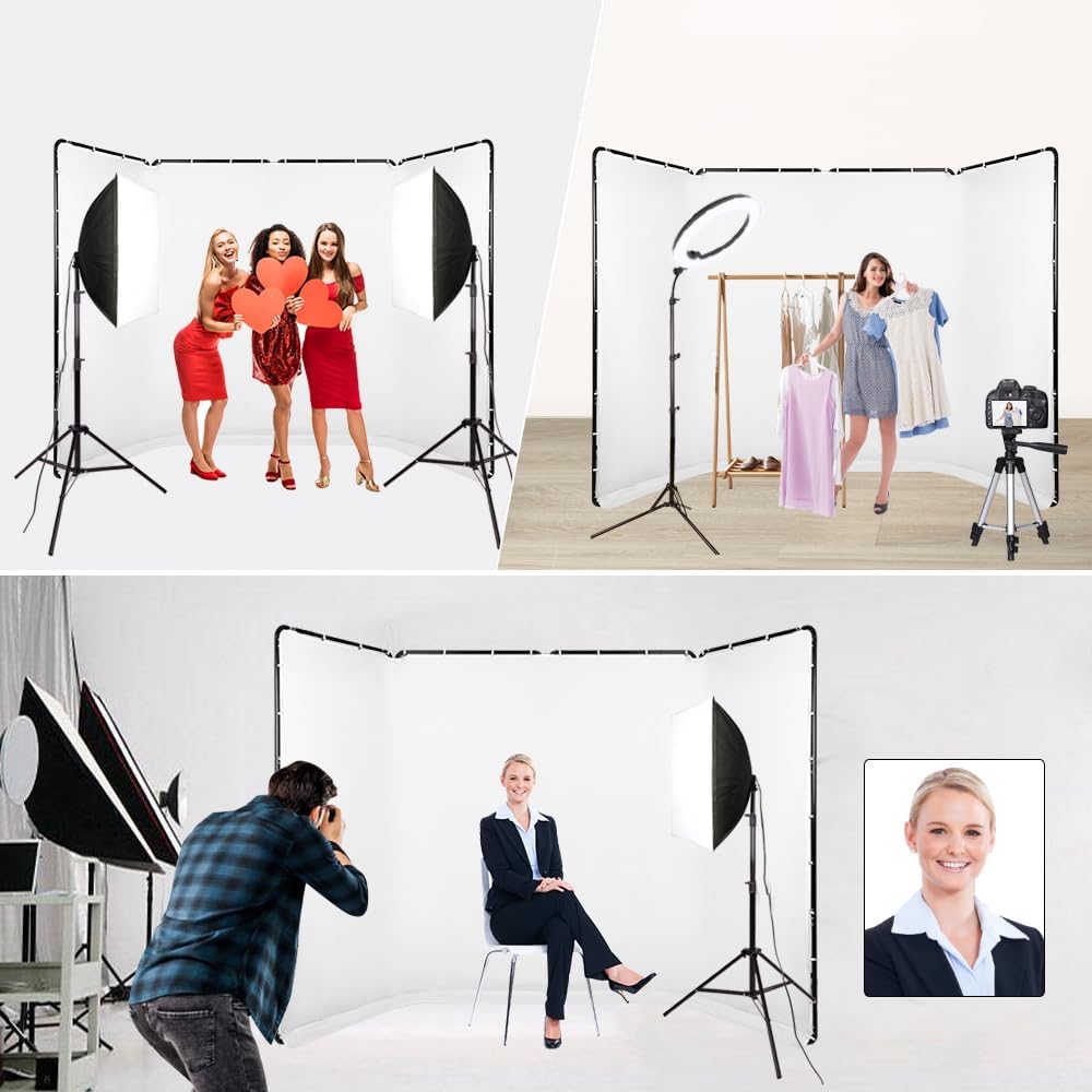 787ft x 1312ft White Photography Backdrop with Stand