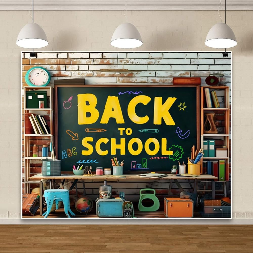 Back to School Backdrop 10x8ft Photo Studio Background for Parties