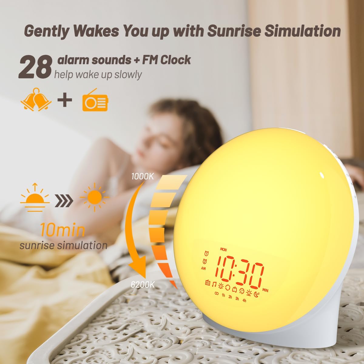 iEasy Sunrise Alarm Clock with Dual Alarms and FM Radio