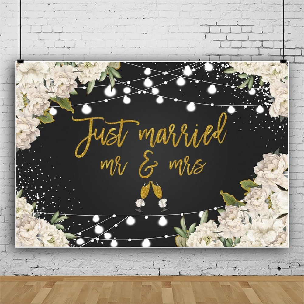 Just Married Mr Mrs Backdrop Wedding Theme