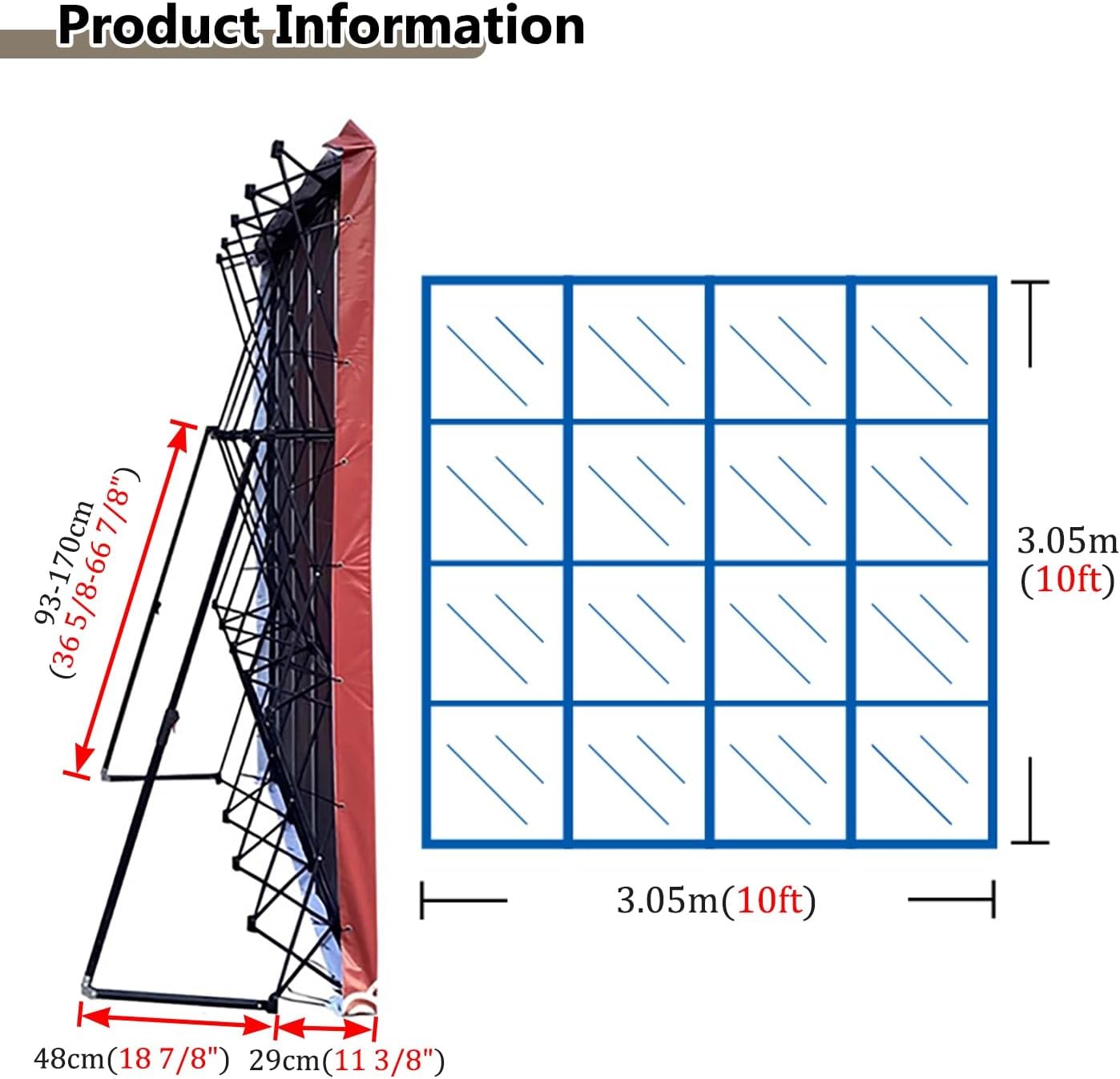 EXCLURA 10ft x 10ft Portable Pop Up Display Stand Frame