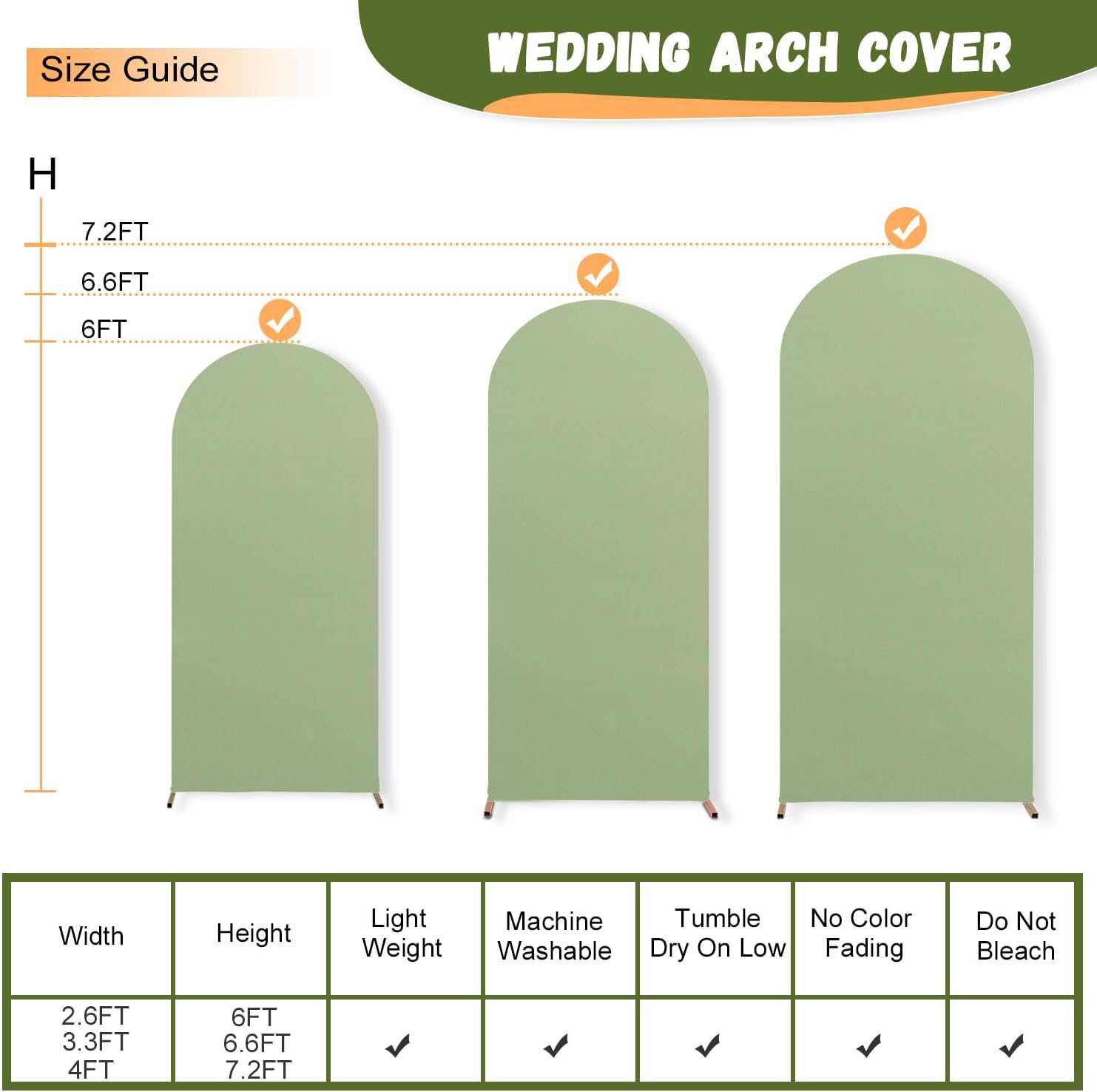 Sage Green Arch Cover Set of 3 for Weddings and Parties