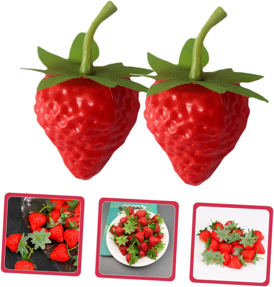 Luxshiny 10Pcs Realistic Strawberry Photo Props