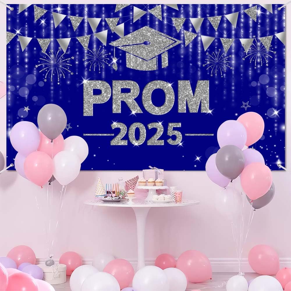 VanillaBay Royal Blue Prom 2025 Graduation Backdrop 708x433 Inch