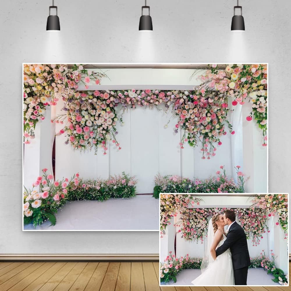 Yeele 20x10ft Pink Floral Wedding Backdrop