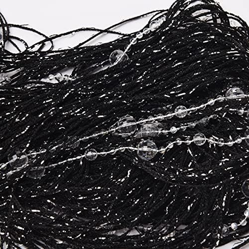 Black Beaded String Curtain for Door 36x77 Inch