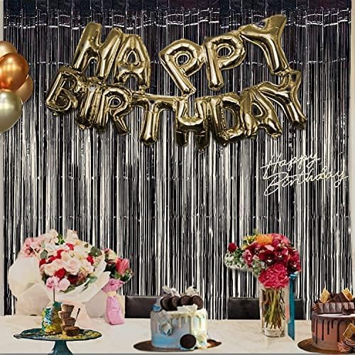 Braveshine Black Halloween Party Foil Curtains 2 Pack