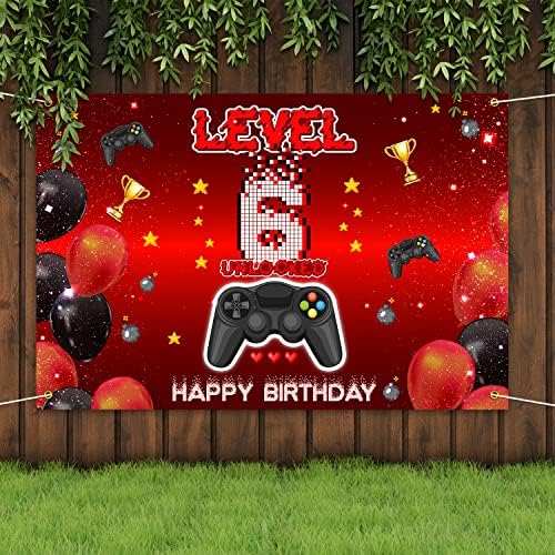 Level 6 Unlocked Birthday Backdrop Banner Decor