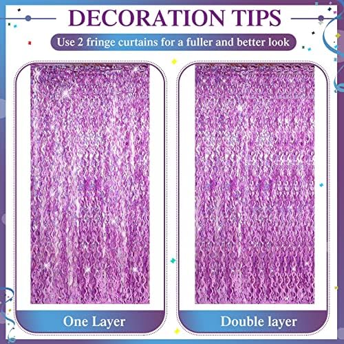 Jutom 6 Piece Wavy Tinsel Curtain Purple