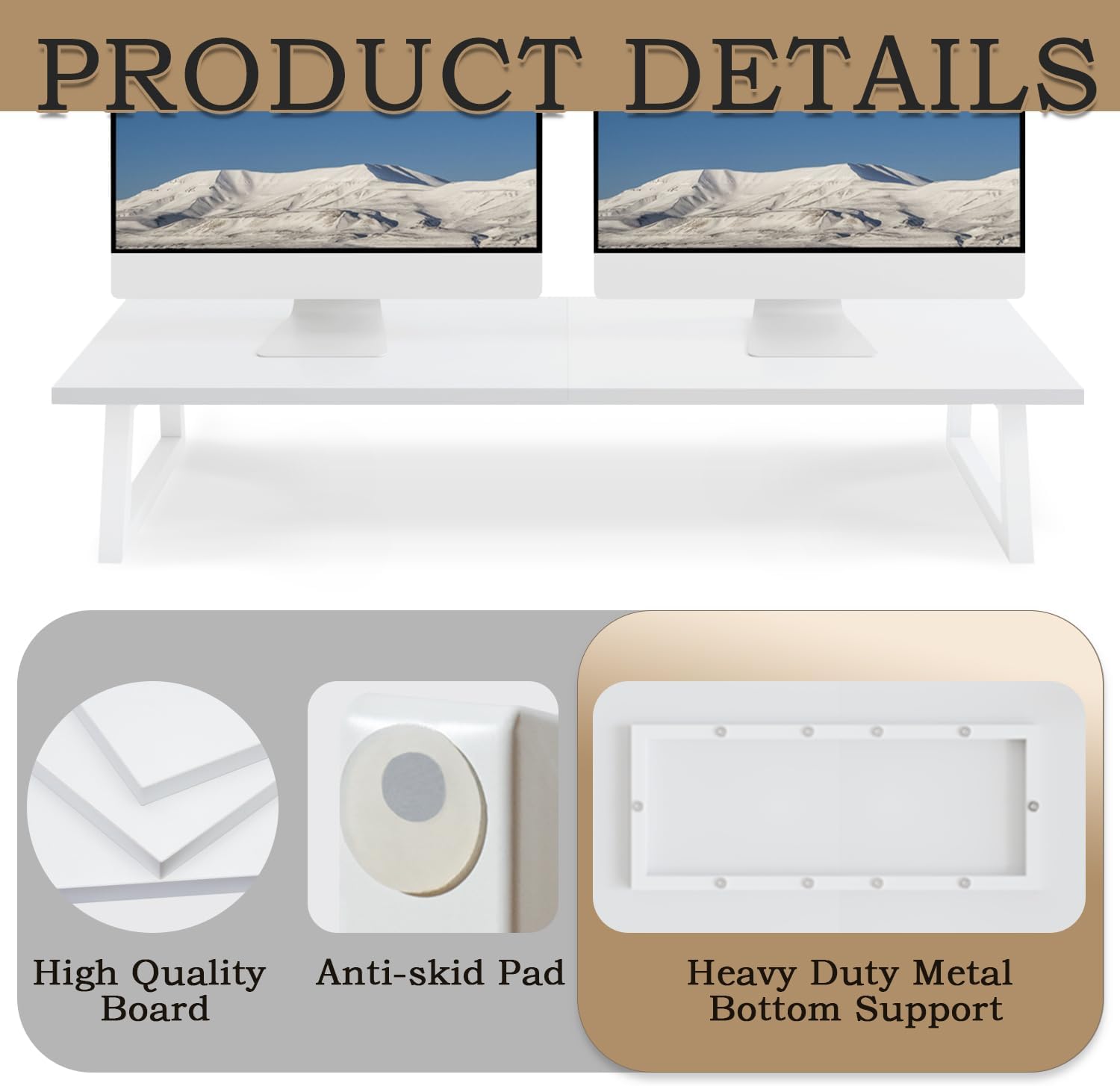 TEAMIX White Dual Monitor Riser for Office Desk