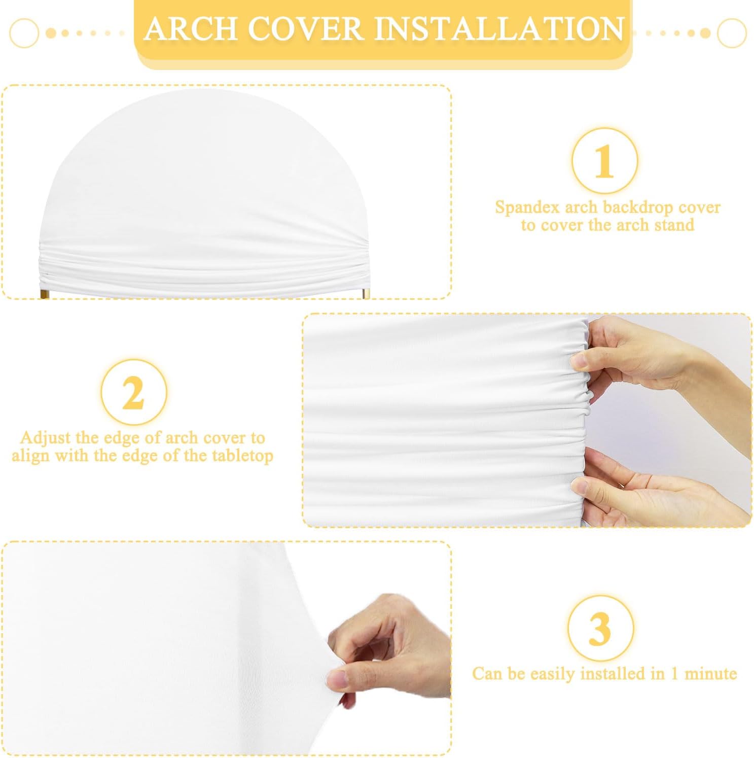 White Stretchy Arch Covers Set of 3 for Wedding