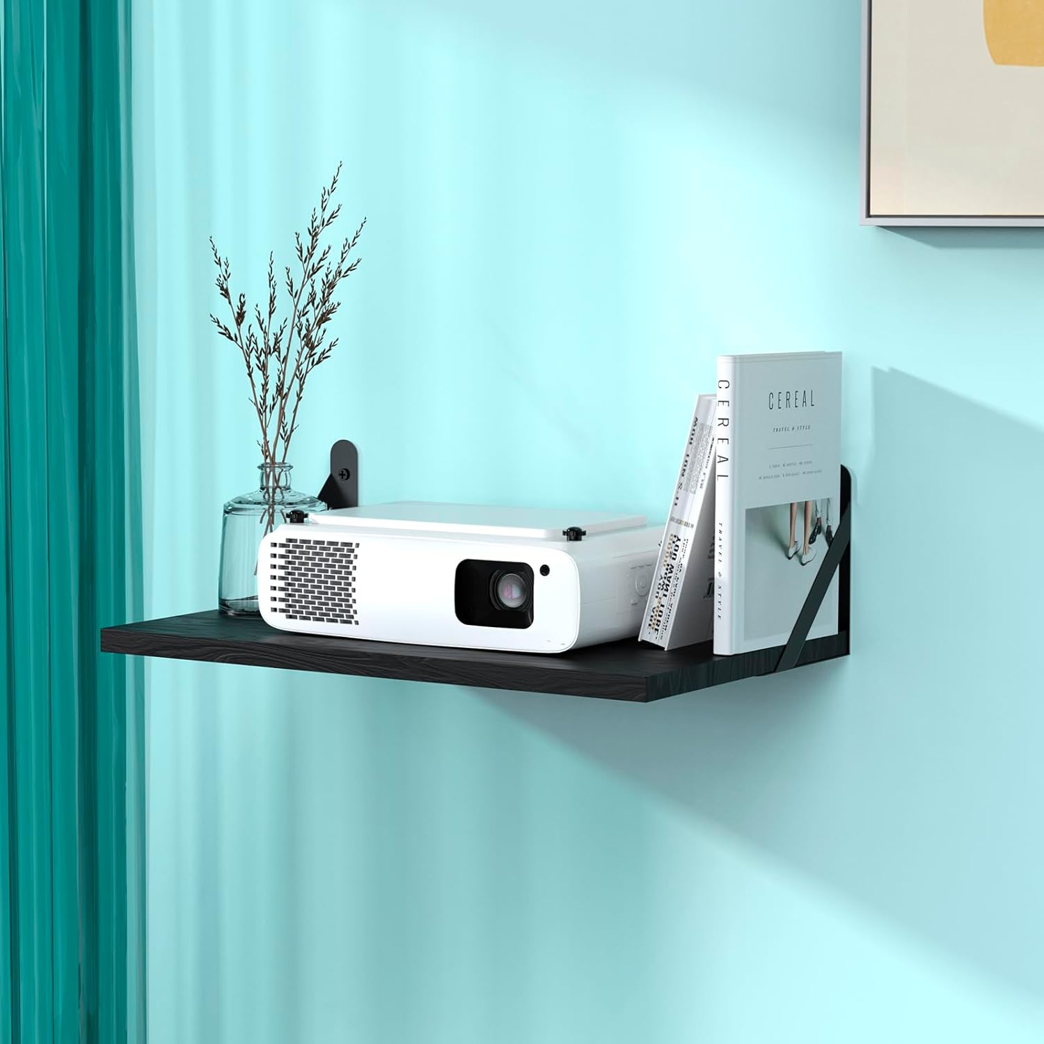 Projector Wall Mount Floating Shelf with Cable Management