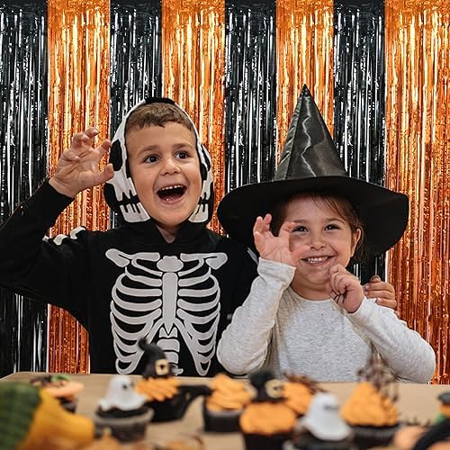 BEISHIDA 4 Pcs Orange and Black Party Streamers