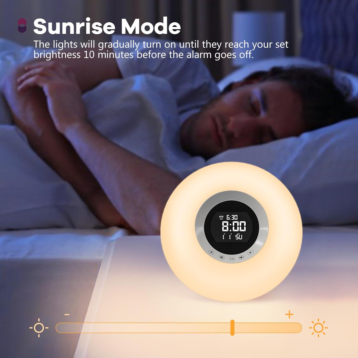 HEYAXA Sunrise Alarm Clock with Wake Up Light and FM Radio