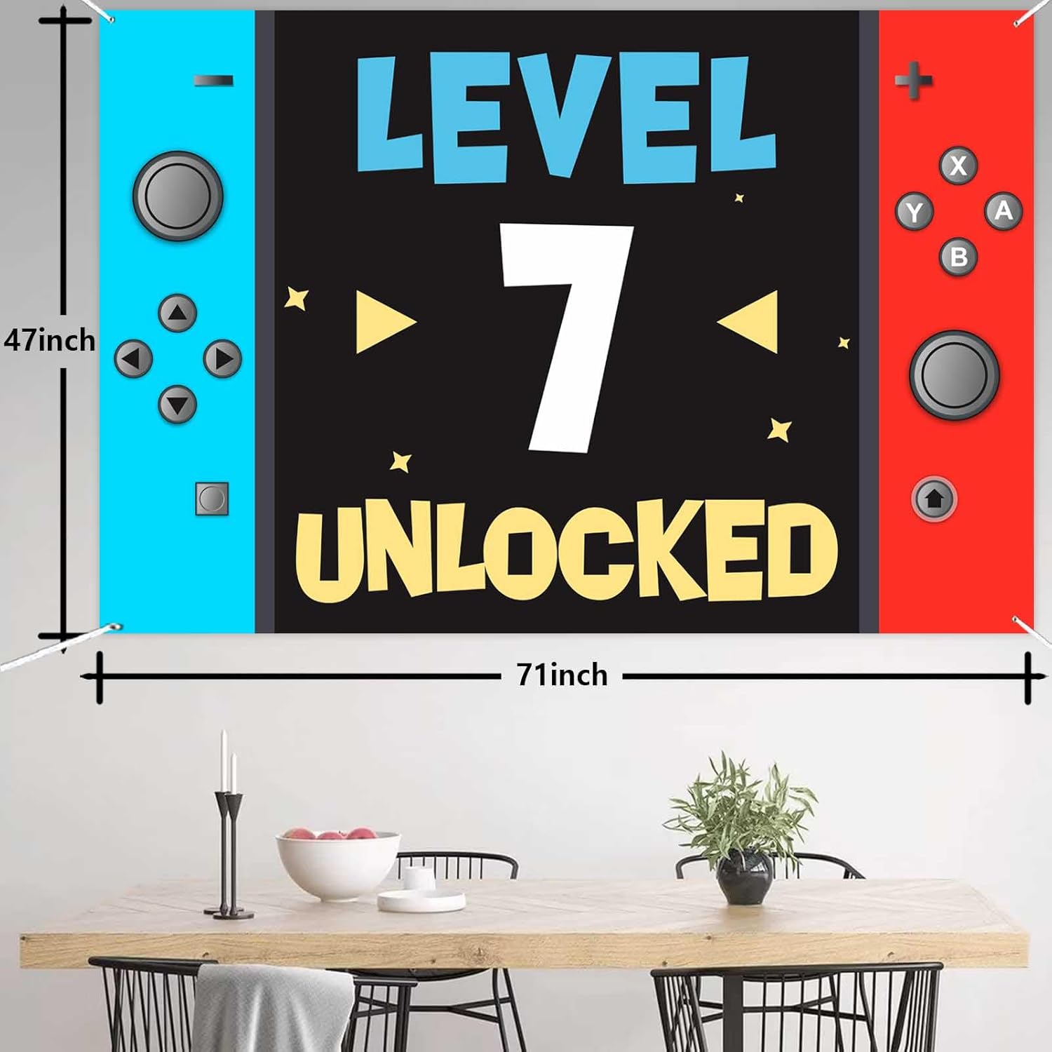 Level Up Happy 7th Birthday Banner Photo Booth Prop