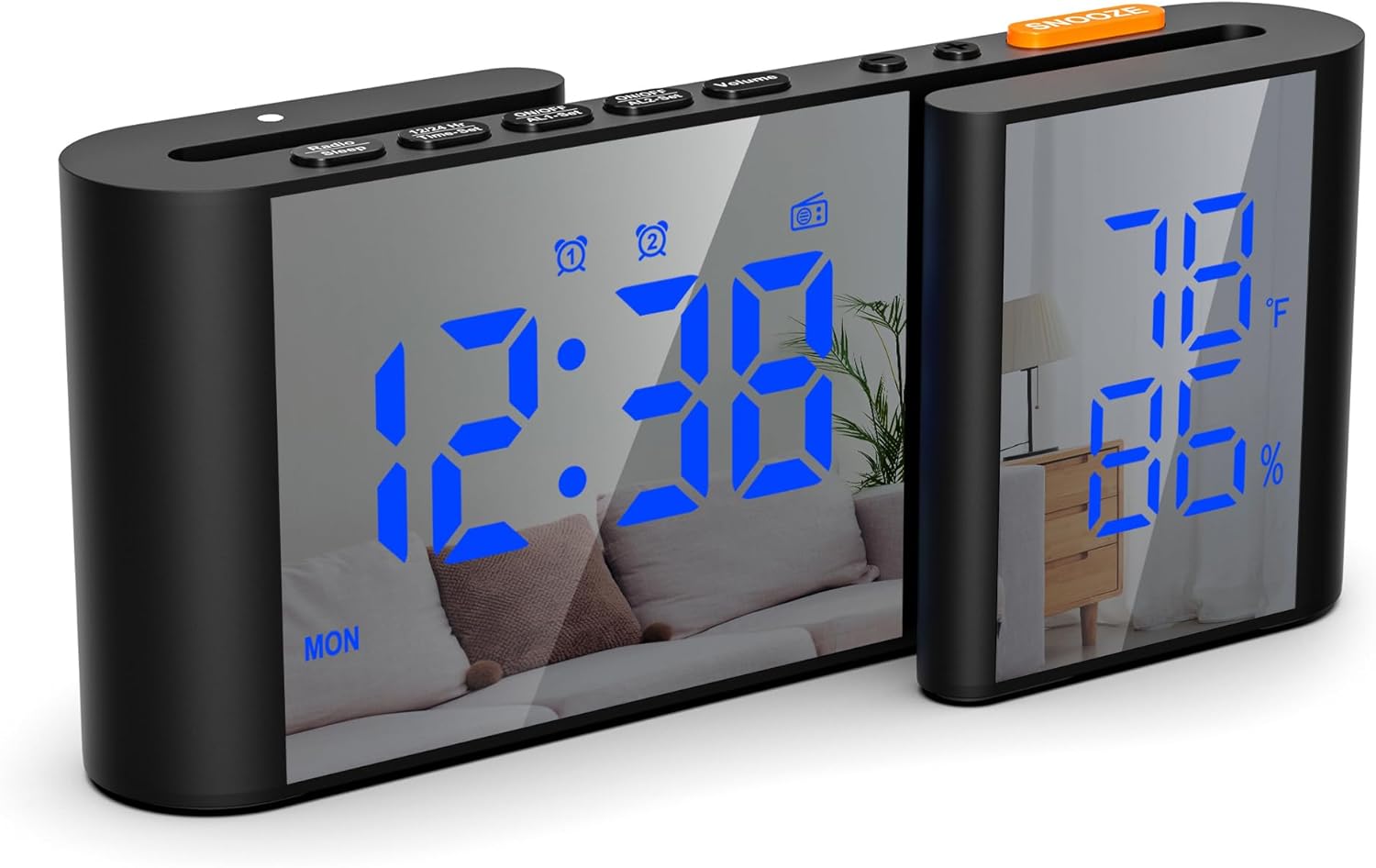 Vauno Alarm Clock Radio with USB Port and Bright Display