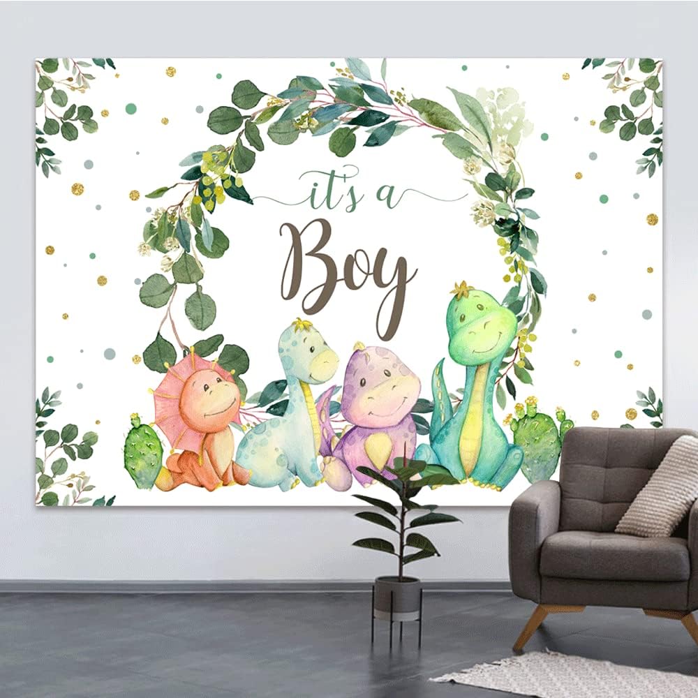 7x5ft Its a Boy Dinosaur Backdrop for Baby Shower and Kids Party