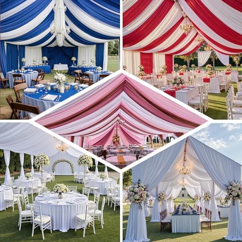 PartyVillage 20ft x 40ft White Ceiling Drapes 4 Panels