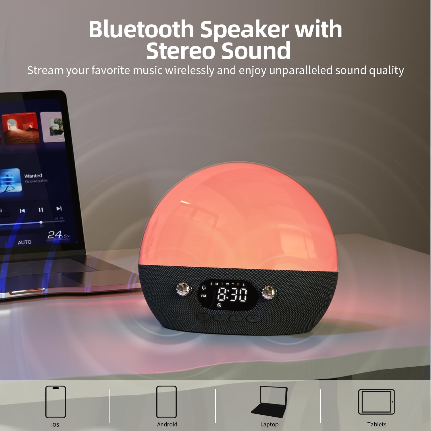 MOMILLA Sunrise Alarm Clock with Bluetooth Speaker