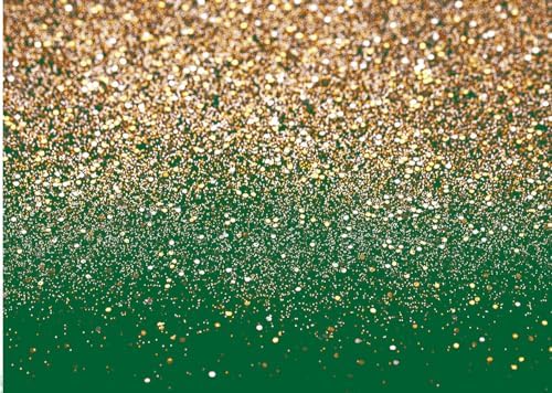 Dudaacvt 7x5ft Green Gold Backdrop for Party and Wedding