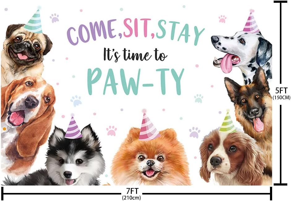 MEHOFOND 7x5ft Puppy Dog Birthday Party Decorations Backdrop