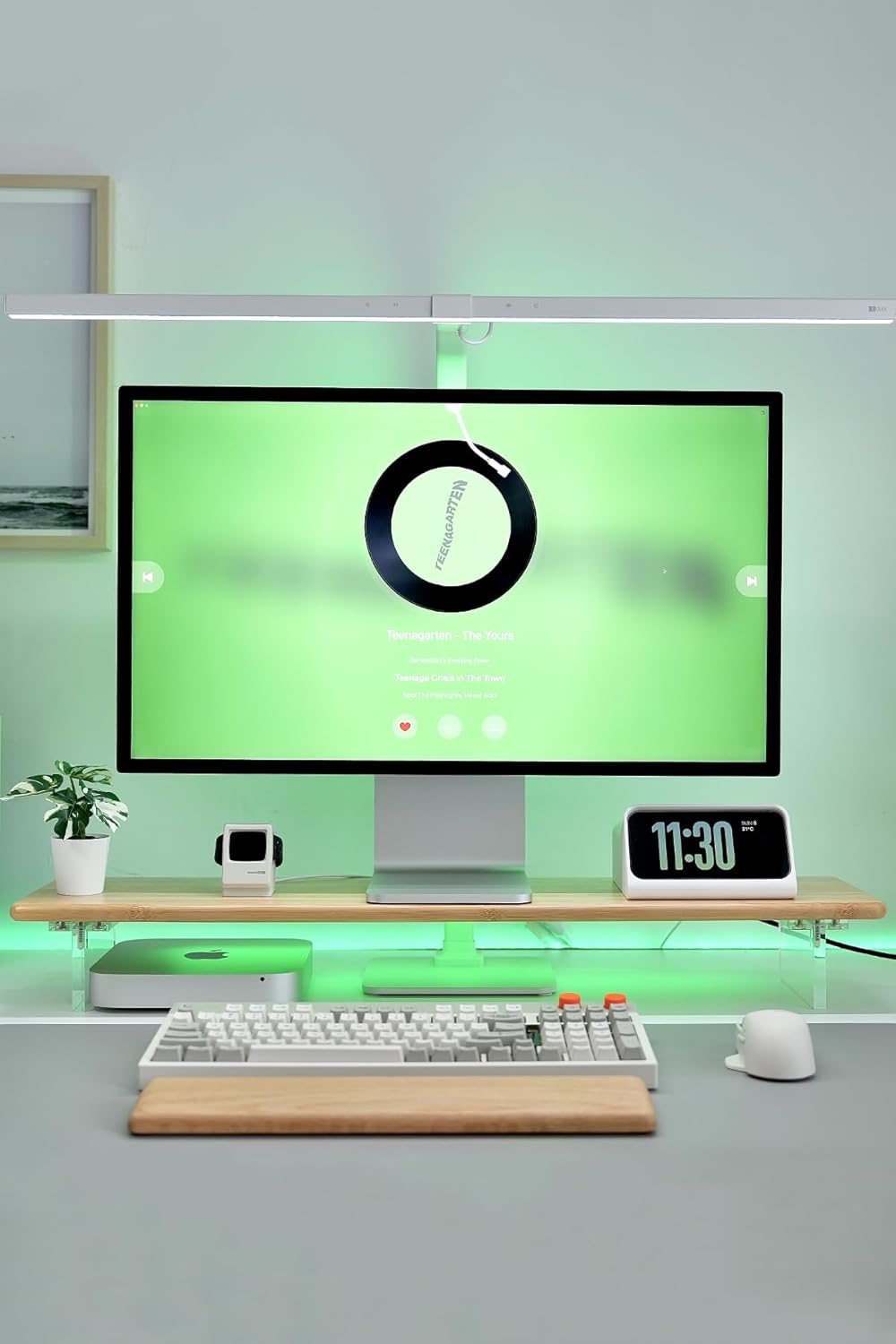 Bamboo Monitor Stand Riser with RGB Lights 315 Inches Natural Design