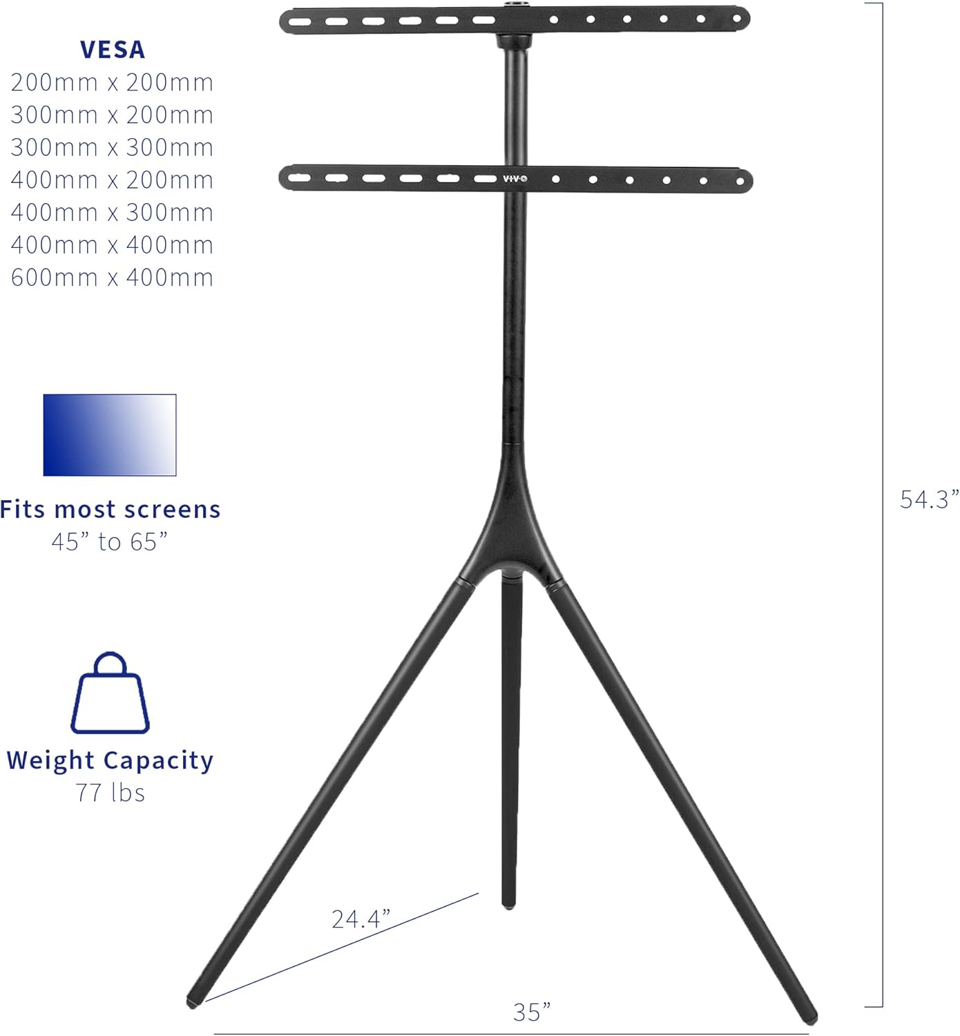 VIVO Artistic Easel TV Stand 45-65 Inch Black STAND-TV65AB