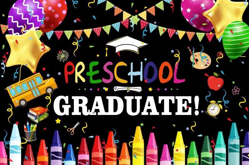 Laeacco Preschool Graduation Backdrop 6x4ft Black
