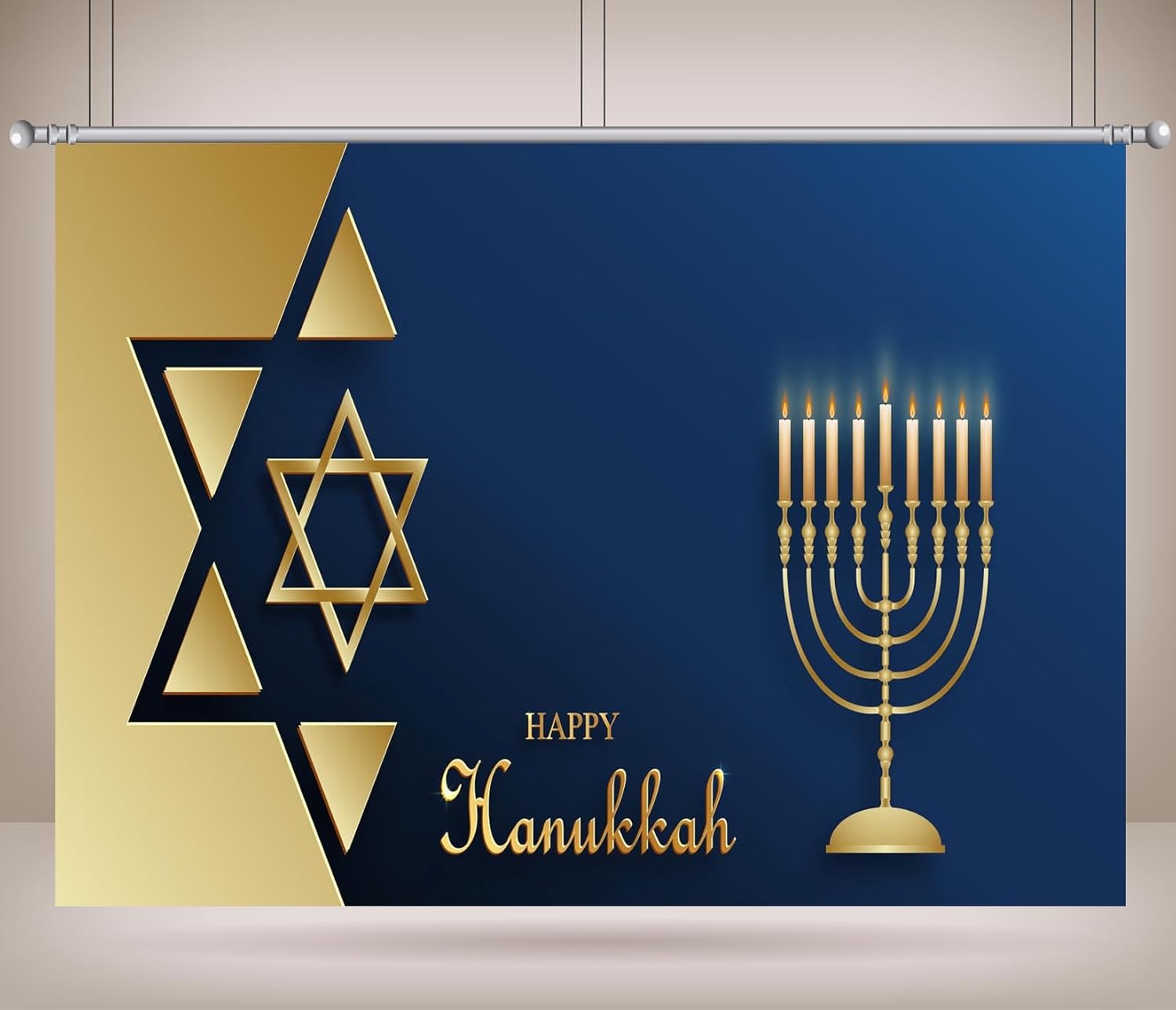 CORFOTO 8x6ft Hanukkah Party Backdrop Banner