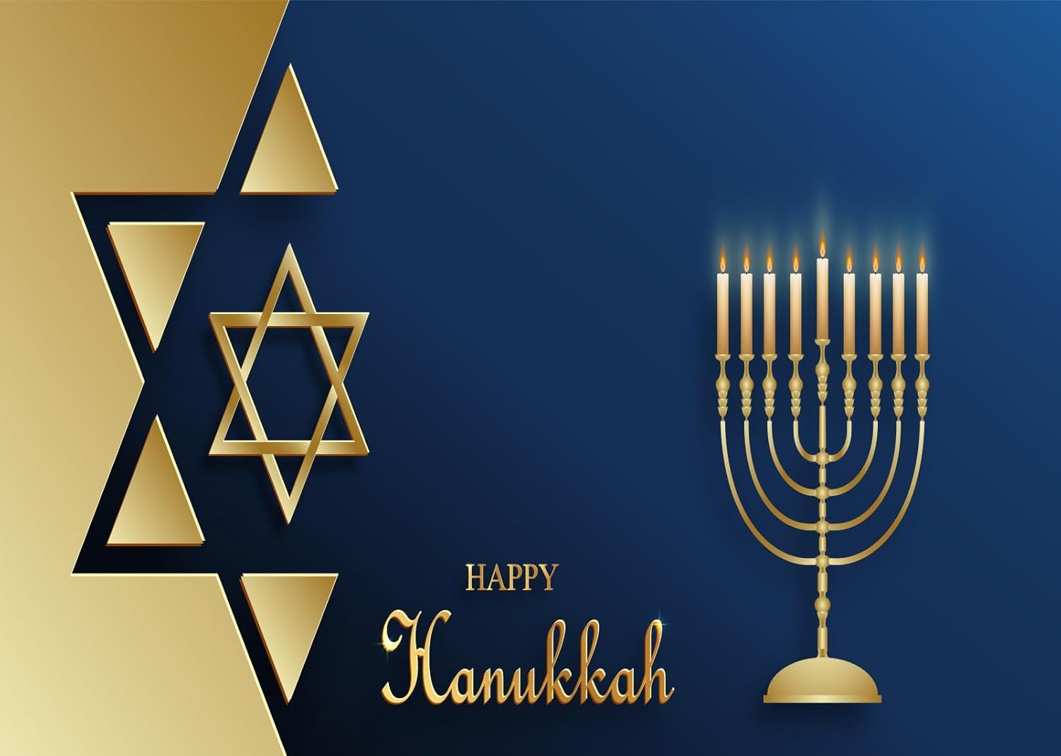 BELECO 8x6ft Happy Hanukkah Backdrop with Menorah and Candles