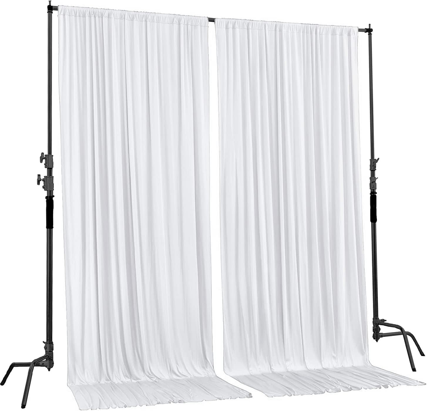 AK Trading Co 10x10ft White Polyester Backdrop Curtains