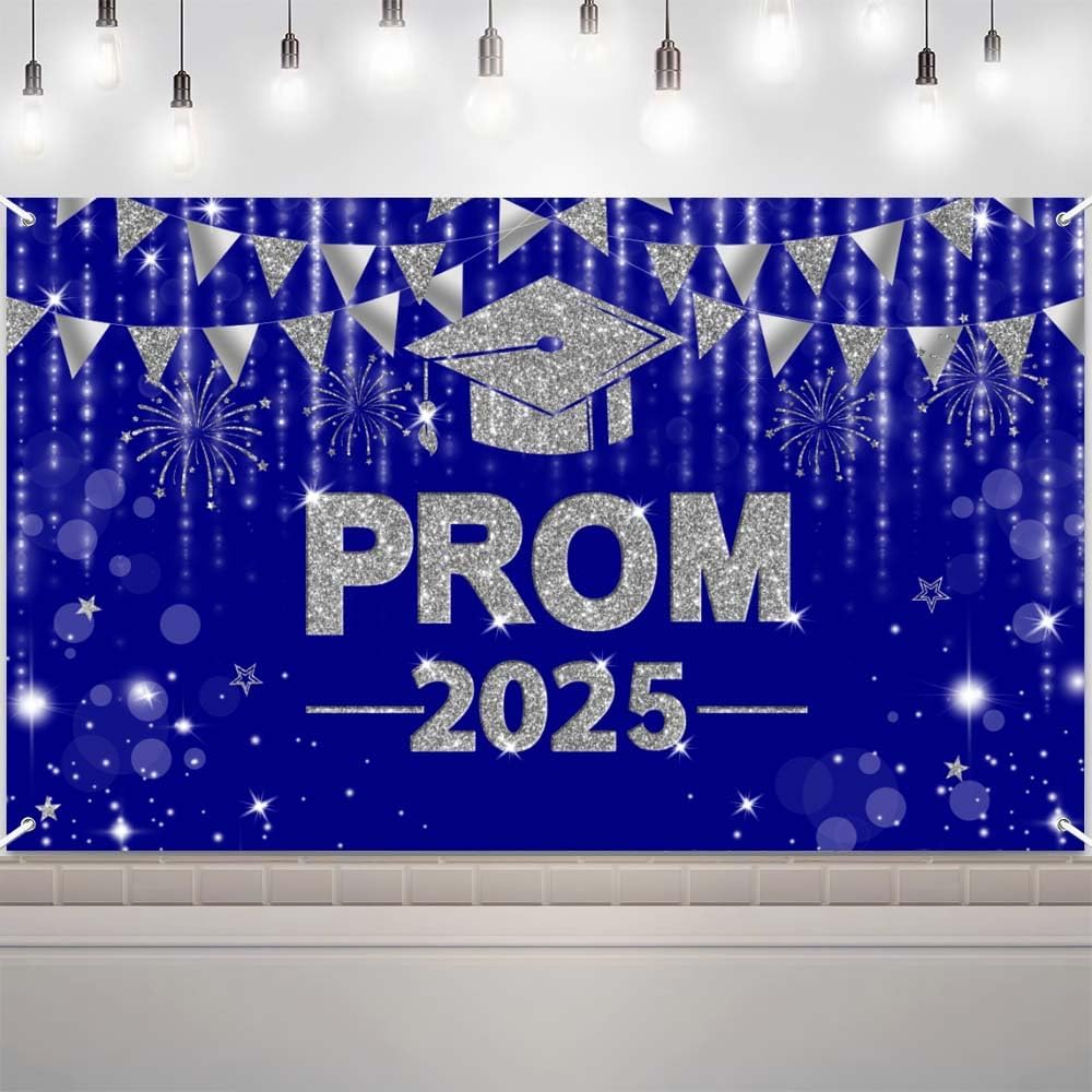 VanillaBay Royal Blue Prom 2025 Graduation Backdrop 708x433 Inch