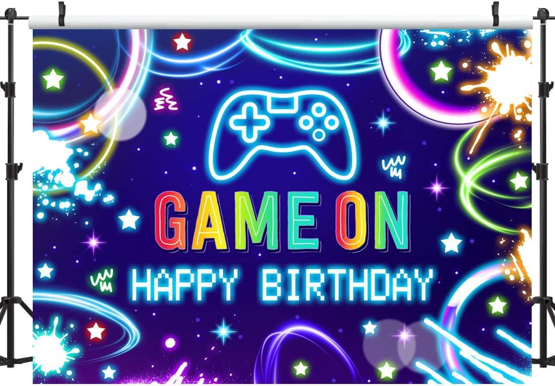 Lofaris 5x3ft Gamer Birthday Backdrop Black and Blue