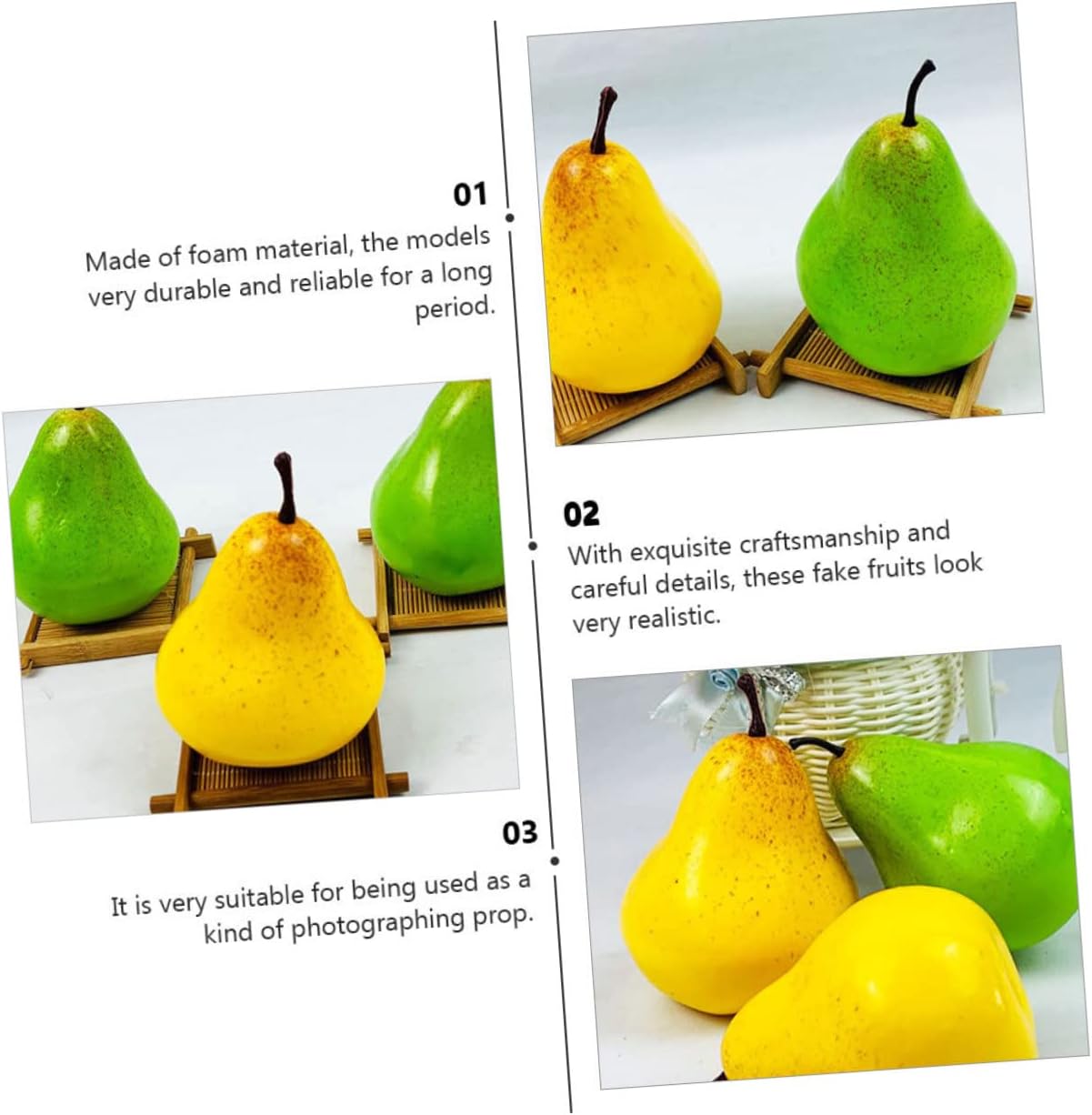 6Pcs Lifelike Faux Pears for Home Office Garden Kitchen Wall Art
