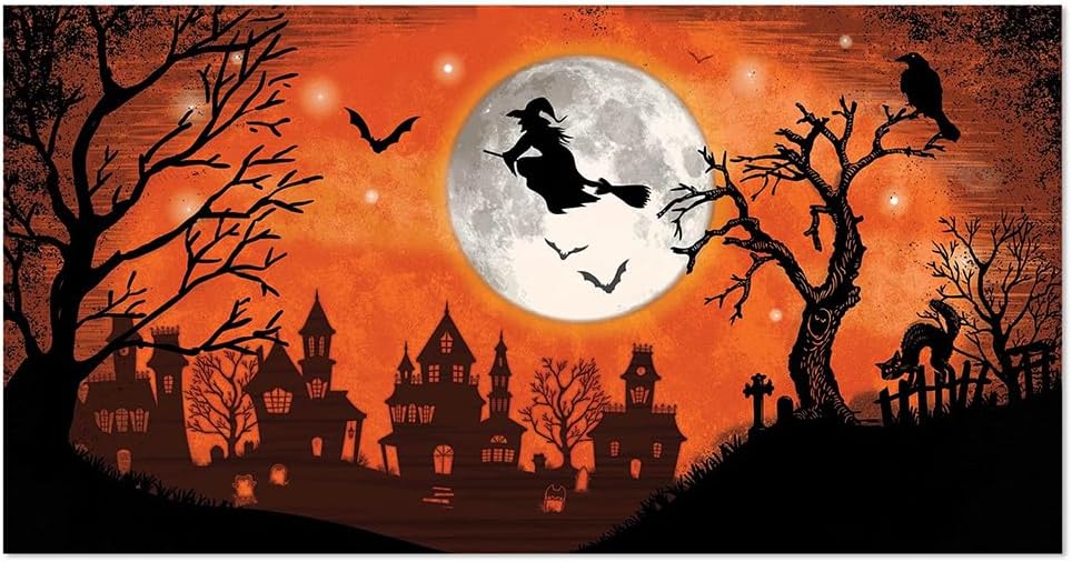 Orange Black Halloween Witch Scene Setter - 335x65 1 Pc