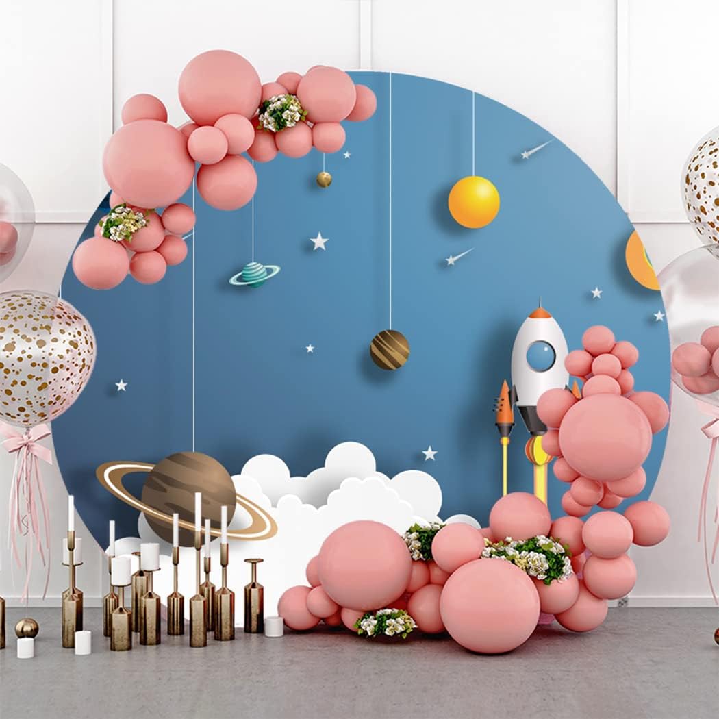 OERJU 72x72ft Round Space Backdrop Cover