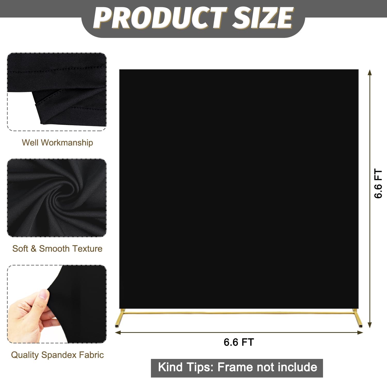 MODFUNS Black Spandex Wedding Arch Cover 66x66ft